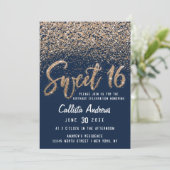 Invitation Parties scintillant Ombre Sweet Chic Marine Or Sca (Debout devant)
