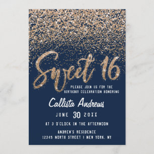 Invitation Parties scintillant Ombre Sweet Chic Marine Or Sca