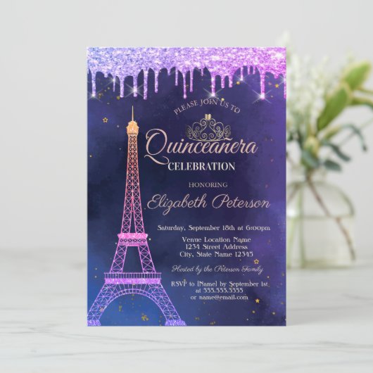 Invitation Parties scintillant Ombre Tour Eiffel Tiara Drives (Debout devant)