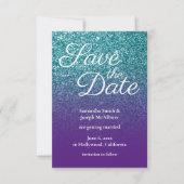Invitation Parties scintillant Ombre turquoise et violette En (Devant)