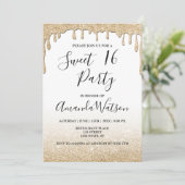 Invitation Parties scintillant or à goutte d'or moderne fauss (Debout devant)