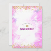 Invitation parties scintillant or bat mitzvah moderne couleur (Dos)