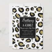 Invitation Parties scintillant or blanc et Baby shower léopar (Devant)