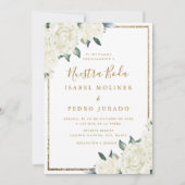 Invitation Parties scintillant or blanc Floral Nuestra Boda M (Devant)
