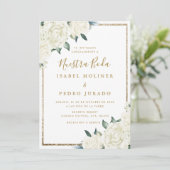 Invitation Parties scintillant or blanc Floral Nuestra Boda M (Debout devant)