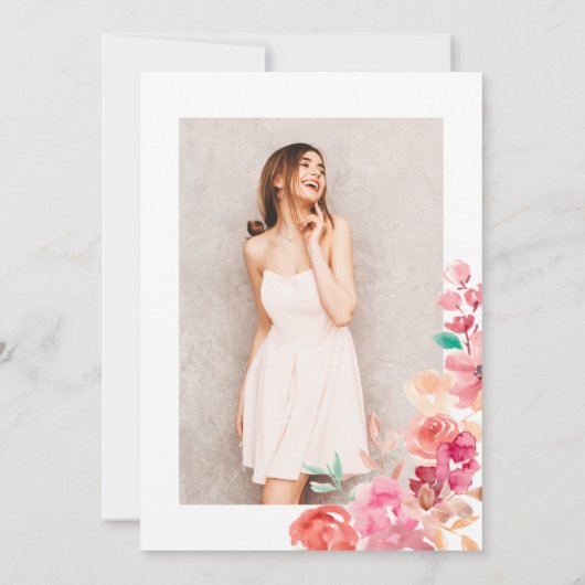 Invitation Parties scintillant or boho aquarelle florale phot (Dos)