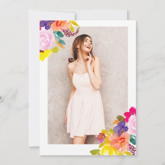 Invitation Parties scintillant or boho audacieuse photo flora (Dos)