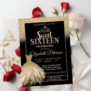 Invitation Parties scintillant or Bokeh Ombre, Tiara, Robe Sw
