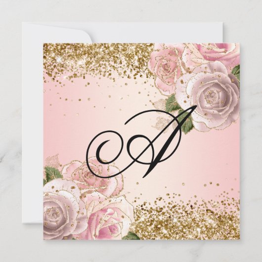 Invitation Parties scintillant or brillant rose rose pâle Qui (Dos)