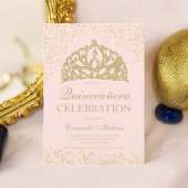 Invitation parties scintillant or brush couronne tiara Quince