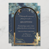 Invitation Parties scintillant or céleste Sun Moon Gold (Devant / Derrière)