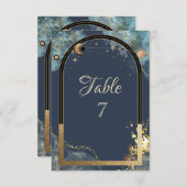 Invitation Parties scintillant or céleste Sun Moon Gold (Devant / Derrière)