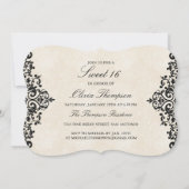 Invitation Parties scintillant or Chevron & Damask Sweet16 In (Dos)