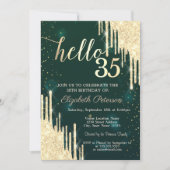 Invitation Parties scintillant Or Chic Baisse Étoiles Vert (Devant)