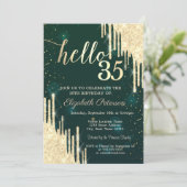 Invitation Parties scintillant Or Chic Baisse Étoiles Vert (Debout devant)