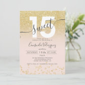 Invitation Parties scintillant or chic ombre blush Quinceaner (Debout devant)