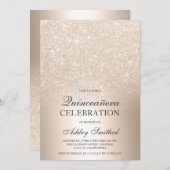 Invitation Parties scintillant or chic ombre métal feuille Qu (Devant / Derrière)