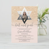 Invitation Parties scintillant or chic rose rose brillant Sta (Debout devant)