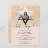 Invitation Parties scintillant or chic rose rose brillant Sta (Devant / Derrière)