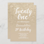 Invitation parties scintillant or clair ombre perle 21e anniv<br><div class="desc">Faux parties scintillant or clair ombre sur rose pâle 21e anniversaire Une invitation moderne à la fête du 21e anniversaire avec invitation à la parties scintillant or couleur or clair moderne, originale et simple imitation et écriture manuscrite typographie de pinceau sur un arrière - plan de couleur beige perle entièrement...</div>