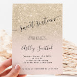 Invitation Parties scintillant or clair rose ombre script dou<br><div class="desc">Une parties scintillant d'or clair fictif moderne,  original et simple ombre Swet 16 ans invitation sur un arrière - plan de couleur rose vif entièrement personnalisable avec une typographie moderne.</div>