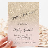Invitation Parties scintillant or clair rose ombre script dou