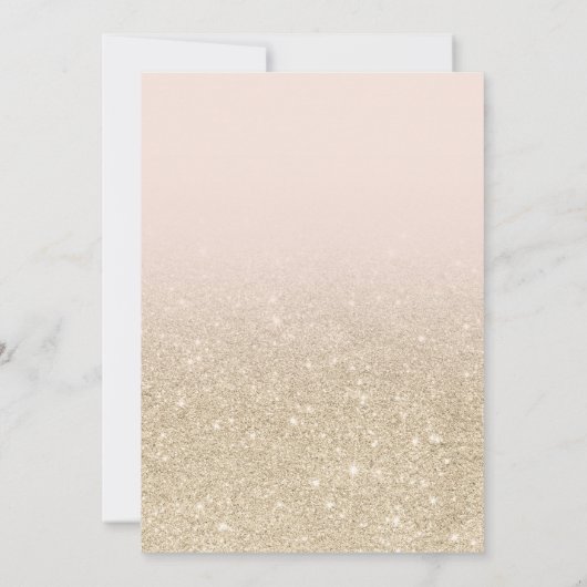 Invitation Parties scintillant or clair rose ombre script dou (Dos)