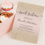 Invitation parties scintillant or clair scintille rose ombre<br><div class="desc">Une parties scintillant d'or clair fausse,  originale et simple et moderne à l'ombre Sweet 16 ans invitation sur un arrière - plan de couleur rose vif entièrement personnalisable avec une typographie moderne.</div>