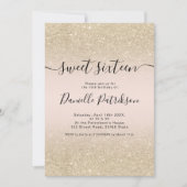 Invitation parties scintillant or clair scintille rose ombre  (Devant)