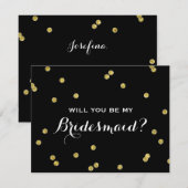 Invitation Parties scintillant or Confetti Noir | Bridesmaid (Devant / Derrière)