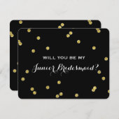 Invitation Parties scintillant or Confetti Noir | Jeune Bride (Devant / Derrière)