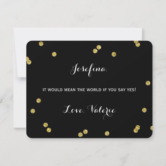 Invitation Parties scintillant or Confetti Noir | Maid Of Hon (Dos)