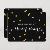 Invitation Parties scintillant or Confetti Noir | Maid Of Hon (Devant / Derrière)