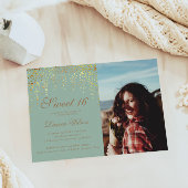 Invitation Parties scintillant Or Confetti Sur Sweet sixteen 