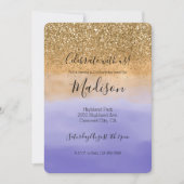 Invitation Parties scintillant or d'aquarelle violette fille (Devant)