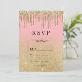 Invitation Parties scintillant or de luxe rose ombre gouttes  (Debout devant)