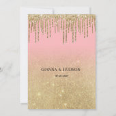 Invitation Parties scintillant or de luxe rose ombre gouttes  (Dos)