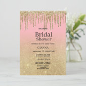 Invitation Parties scintillant or de luxe rose ombre gouttes  (Debout devant)