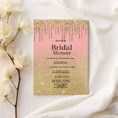 Invitation Parties scintillant or de luxe rose ombre gouttes 
