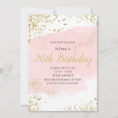Invitation Parties scintillant or de trait d'aquarelle rose (Devant)