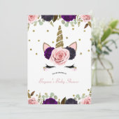 Invitation Parties scintillant or de verre floral foncé Unico (Debout devant)