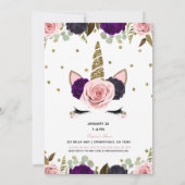 Invitation Parties scintillant or de verre floral foncé Unico (Dos)