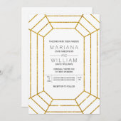 Invitation parties scintillant or diamant Abstrait mariage bl (Devant / Derrière)