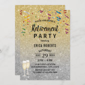 Invitation Parties scintillant or et argent moderne de retrai (Devant / Derrière)