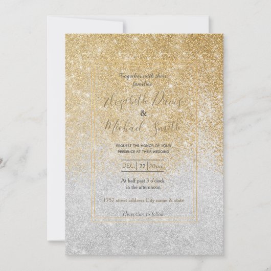 Invitation Parties scintillant or et argent Ombre design de l (Devant)