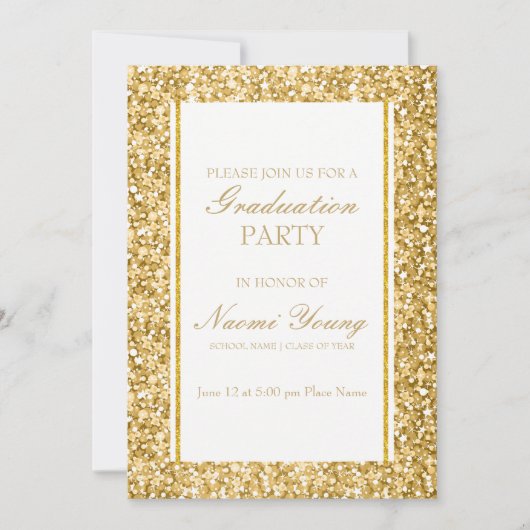 Invitation Parties scintillant Or Et Blanc (Devant)