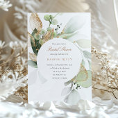 Invitation Parties scintillant or et Fête des mariées Eucalyp