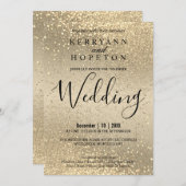 Invitation Parties scintillant or et or (Devant / Derrière)