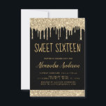 Invitation Parties scintillant or étincelle Sweet sixteen ann<br><div class="desc">Parties scintillant à gouttes d'or et de noir éperdué doux 16 Anniversaire Invitation de fête. C'est l'invitation d'anniversaire parfait pour un Sweet sixteen moderne Parties scintillant Fille Anniversaire. Veuillez contacter le concepteur pour les articles customisés correspondants.</div>