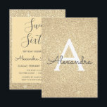 Invitation Parties scintillant or étincelle Sweet sixteen ann<br><div class="desc">Sweet sixteen de Parties scintillant Gold Sparkle de luxe Nom et Invitation initiale de fête d'anniversaire. Cette invitation est parfaite pour la Parties scintillant Gold Sparkle de luxe Sweet 16 Anniversaire à la recherche de célébrer en or.</div>